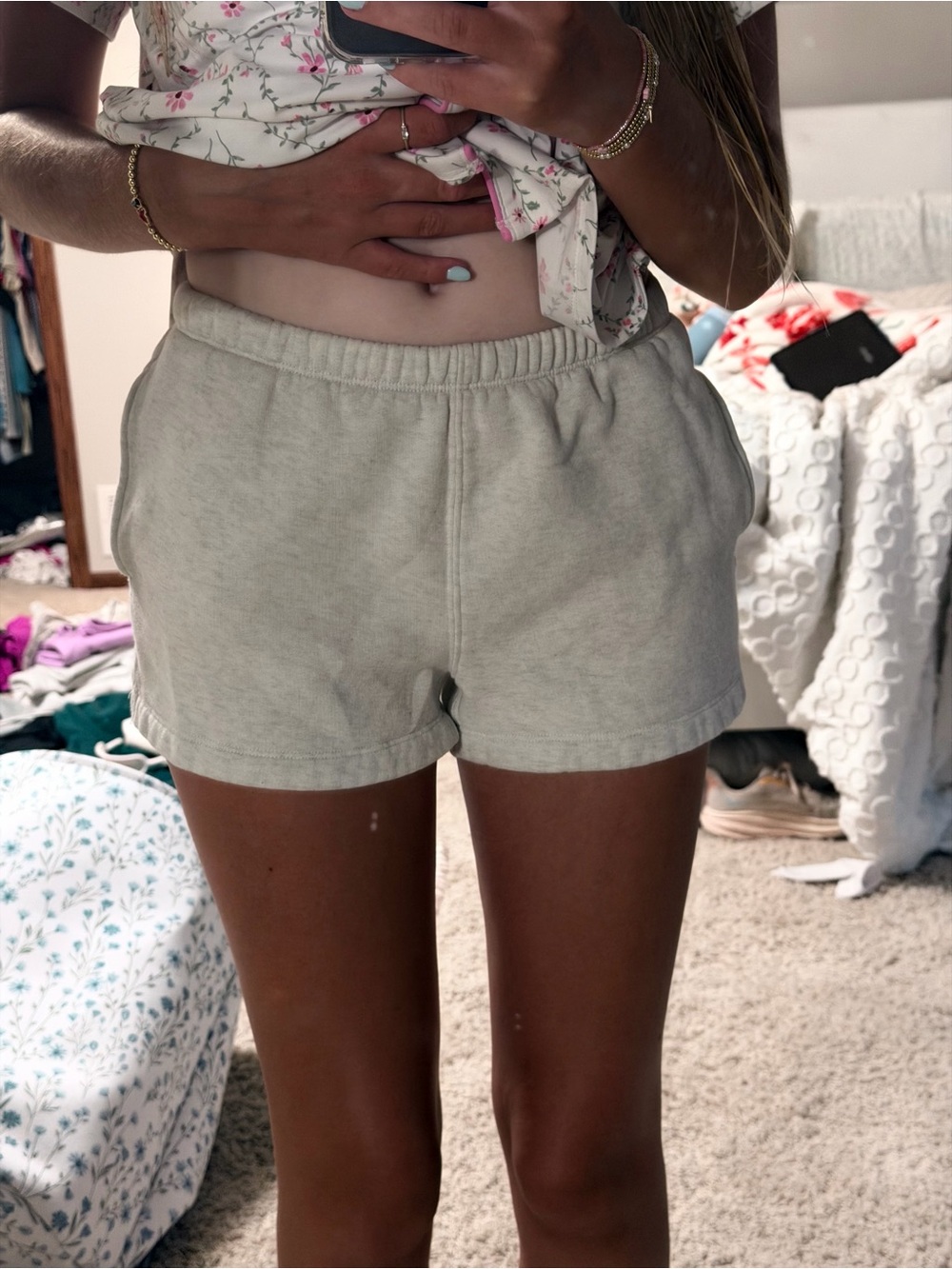 wild fable Light Beige Elastic-Waist Lounge Shorts
